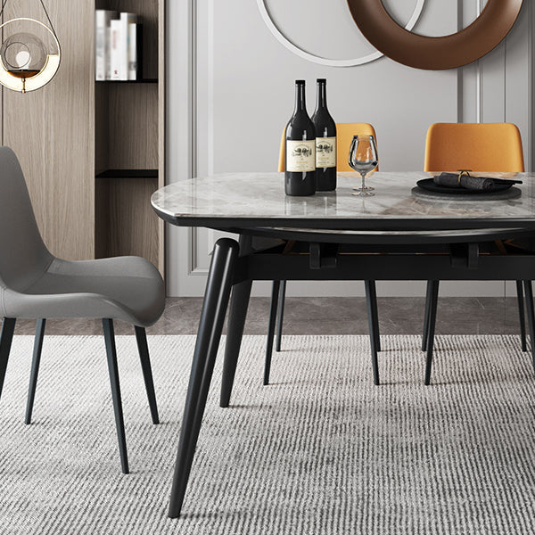 Contemporary Round Dining Table Sintered Stone Table with 4 Ash Solid Wood Legs Clearhalo ' dining_table' 'Dining Tables & Seating' 'Dining Tables' 'furn' 'furn_dining_table' 'Furniture' 'furniture_dining_table' 'Kitchen & Dining Furniture' 'kitchen&dining_furn' 'kitchen' 'kitchen_dining_table' 4112073