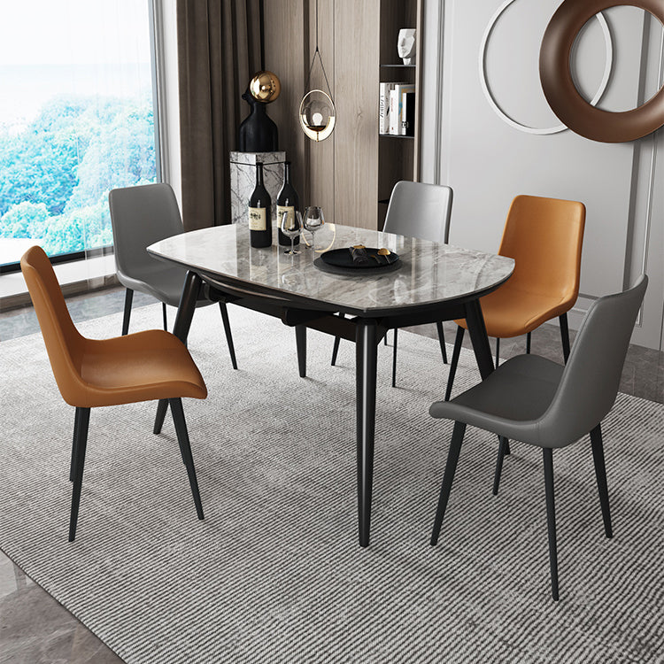 Contemporary Round Dining Table Sintered Stone Table with 4 Ash Solid Wood Legs Clearhalo ' dining_table' 'Dining Tables & Seating' 'Dining Tables' 'furn' 'furn_dining_table' 'Furniture' 'furniture_dining_table' 'Kitchen & Dining Furniture' 'kitchen&dining_furn' 'kitchen' 'kitchen_dining_table' 4112075