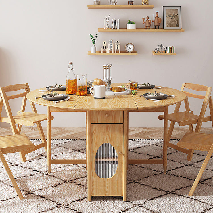 Mid-Century Modern Dining Table Solid Wood Drop-Leaf Dining Table for Home Round Without Chairs Clearhalo ' dining_table' 'Dining Tables & Seating' 'Dining Tables' 'furn' 'furn_dining_table' 'Furniture' 'furniture_dining_table' 'Kitchen & Dining Furniture' 'kitchen&dining_furn' 'kitchen' 'kitchen_dining_table' 4112082