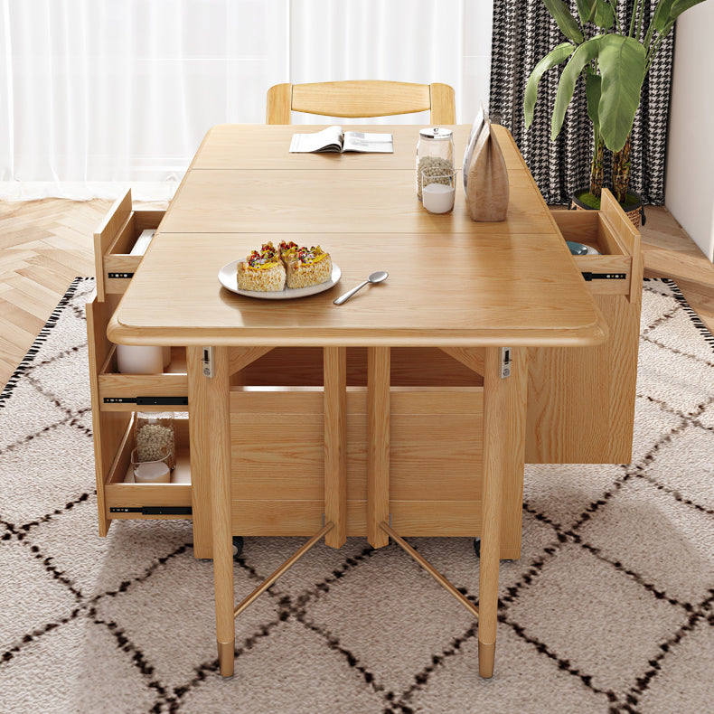 Mid-Century Modern Dining Table Solid Wood Drop-Leaf Dining Table for Home Clearhalo ' dining_table' 'Dining Tables & Seating' 'Dining Tables' 'furn' 'furn_dining_table' 'Furniture' 'furniture_dining_table' 'Kitchen & Dining Furniture' 'kitchen&dining_furn' 'kitchen' 'kitchen_dining_table' 4112088