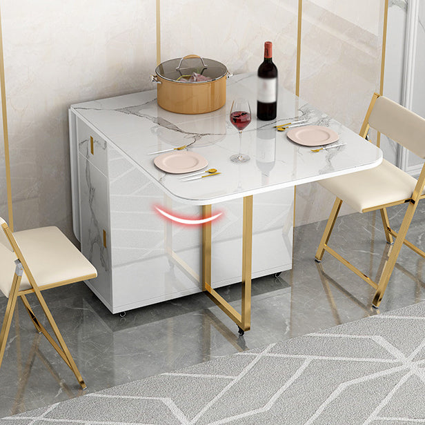 Modern Style Dining Table White Sintered Stone Drop-Leaf Dining Table for Home Use Clearhalo ' dining_table' 'Dining Tables & Seating' 'Dining Tables' 'furn' 'furn_dining_table' 'Furniture' 'furniture_dining_table' 'Kitchen & Dining Furniture' 'kitchen&dining_furn' 'kitchen' 'kitchen_dining_table' 4112092