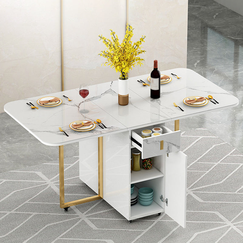 Modern Style Dining Table White Sintered Stone Drop-Leaf Dining Table for Home Use Clearhalo ' dining_table' 'Dining Tables & Seating' 'Dining Tables' 'furn' 'furn_dining_table' 'Furniture' 'furniture_dining_table' 'Kitchen & Dining Furniture' 'kitchen&dining_furn' 'kitchen' 'kitchen_dining_table' 4112093