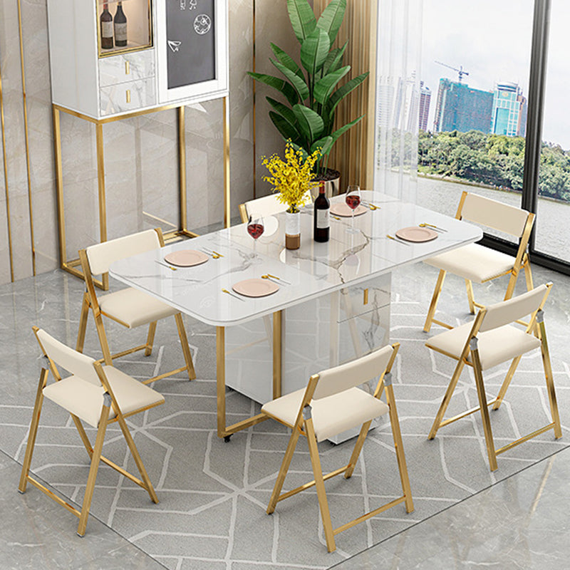 Modern Style Dining Table White Sintered Stone Drop-Leaf Dining Table for Home Use Clearhalo ' dining_table' 'Dining Tables & Seating' 'Dining Tables' 'furn' 'furn_dining_table' 'Furniture' 'furniture_dining_table' 'Kitchen & Dining Furniture' 'kitchen&dining_furn' 'kitchen' 'kitchen_dining_table' 4112094