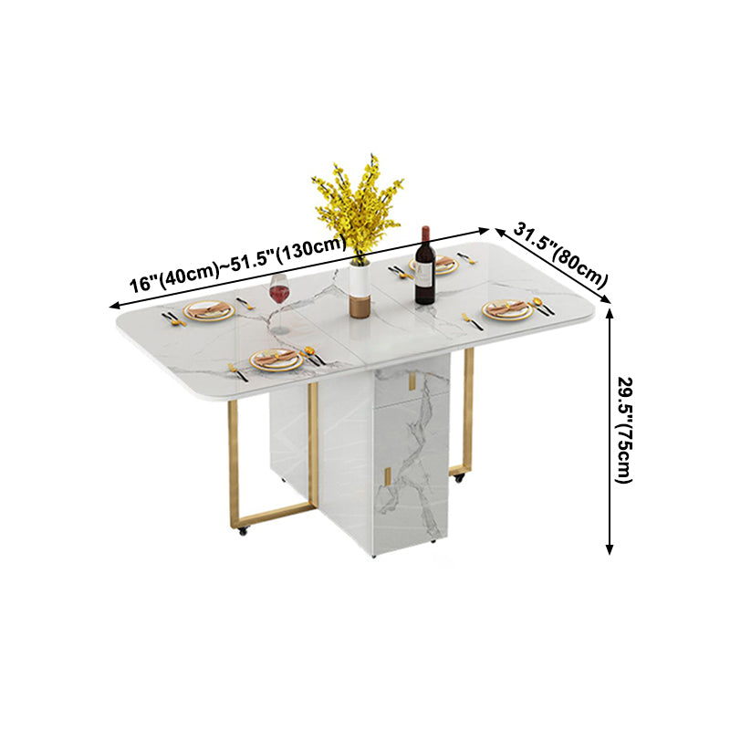 Modern Style Dining Table White Sintered Stone Drop-Leaf Dining Table for Home Use Clearhalo ' dining_table' 'Dining Tables & Seating' 'Dining Tables' 'furn' 'furn_dining_table' 'Furniture' 'furniture_dining_table' 'Kitchen & Dining Furniture' 'kitchen&dining_furn' 'kitchen' 'kitchen_dining_table' 4112097