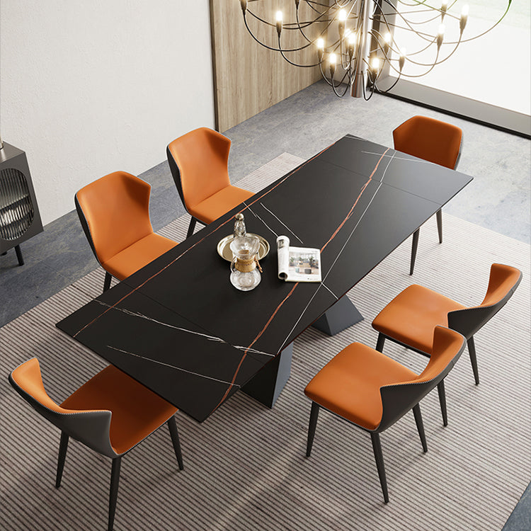 Rectangle Traditional Luxury Dining Table Sintered Stone Table with Double Pedestal Base Black Without Chairs Clearhalo ' dining_table' 'Dining Tables & Seating' 'Dining Tables' 'furn' 'furn_dining_table' 'Furniture' 'furniture_dining_table' 'Kitchen & Dining Furniture' 'kitchen&dining_furn' 'kitchen' 'kitchen_dining_table' 4112100