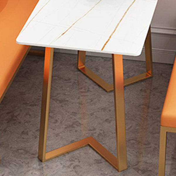 Traditional Luxury Dining Table White Sintered Stone Table with Metal Base Clearhalo ' dining_table' 'Dining Tables & Seating' 'Dining Tables' 'furn' 'furn_dining_table' 'Furniture' 'furniture_dining_table' 'Kitchen & Dining Furniture' 'kitchen&dining_furn' 'kitchen' 'kitchen_dining_table' 4112134