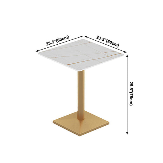 Traditional Luxury Dining Table White Sintered Stone Table with Metal Base