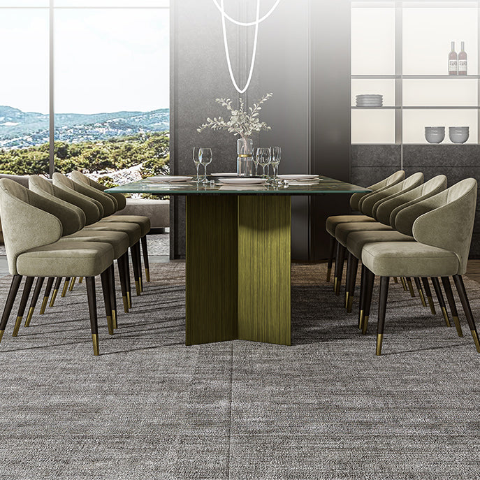 Rectangle Traditional Luxury Dining Table Green Sintered Stone Table with Trestle Base Clearhalo ' dining_table' 'Dining Tables & Seating' 'Dining Tables' 'furn' 'furn_dining_table' 'Furniture' 'furniture_dining_table' 'Kitchen & Dining Furniture' 'kitchen&dining_furn' 'kitchen' 'kitchen_dining_table' 4112160