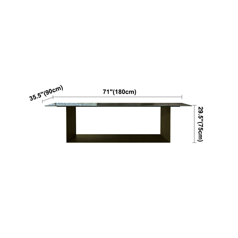 Rectangle Traditional Luxury Dining Table Green Sintered Stone Table with Trestle Base Clearhalo ' dining_table' 'Dining Tables & Seating' 'Dining Tables' 'furn' 'furn_dining_table' 'Furniture' 'furniture_dining_table' 'Kitchen & Dining Furniture' 'kitchen&dining_furn' 'kitchen' 'kitchen_dining_table' 4112168