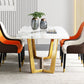 Rectangle Traditional Luxury Dining Table White Sintered Stone Table with Gold Trestle Base Clearhalo ' dining_table' 'Dining Tables & Seating' 'Dining Tables' 'furn' 'furn_dining_table' 'Furniture' 'furniture_dining_table' 'Kitchen & Dining Furniture' 'kitchen&dining_furn' 'kitchen' 'kitchen_dining_table' 4112171