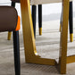 Rectangle Traditional Luxury Dining Table White Sintered Stone Table with Gold Trestle Base Clearhalo ' dining_table' 'Dining Tables & Seating' 'Dining Tables' 'furn' 'furn_dining_table' 'Furniture' 'furniture_dining_table' 'Kitchen & Dining Furniture' 'kitchen&dining_furn' 'kitchen' 'kitchen_dining_table' 4112172