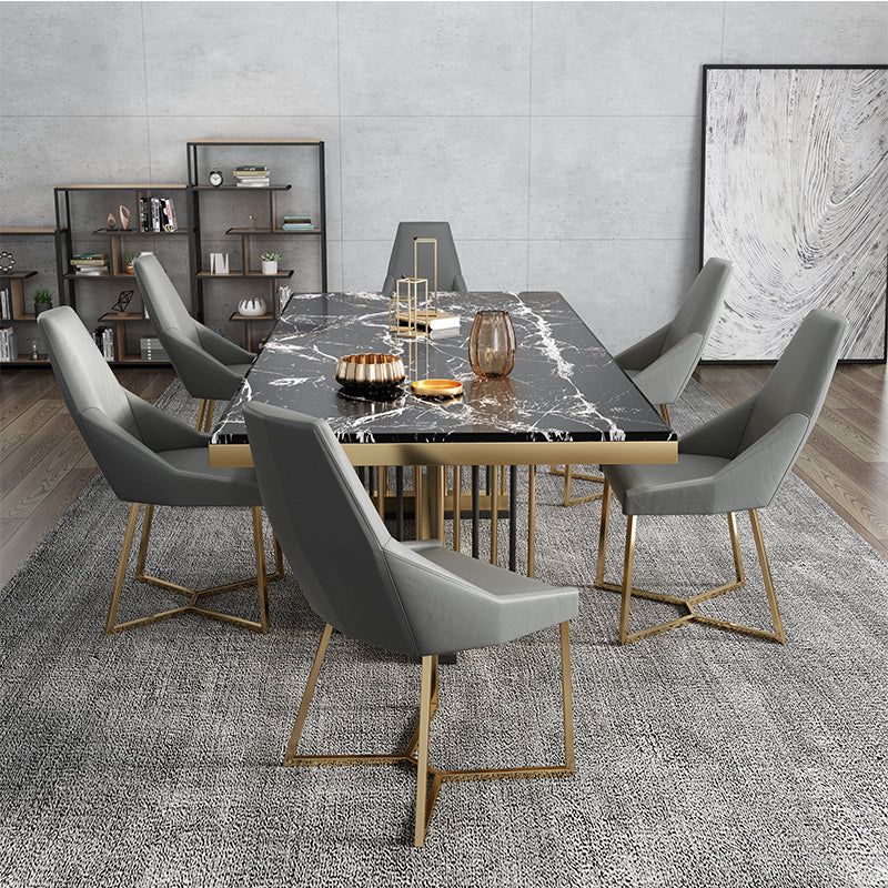 Rectangle Traditional Luxury Dining Table Sintered Stone Table Black Without Chairs Clearhalo ' dining_table' 'Dining Tables & Seating' 'Dining Tables' 'furn' 'furn_dining_table' 'Furniture' 'furniture_dining_table' 'Kitchen & Dining Furniture' 'kitchen&dining_furn' 'kitchen' 'kitchen_dining_table' 4112184