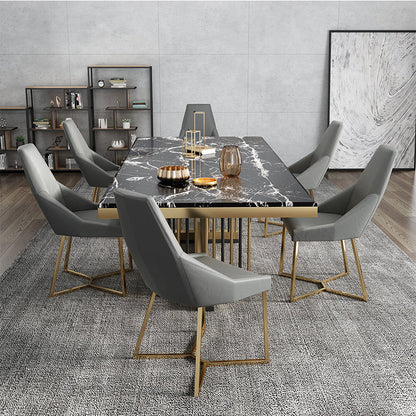 Rectangle Traditional Luxury Dining Table Sintered Stone Table Black Without Chairs Clearhalo ' dining_table' 'Dining Tables & Seating' 'Dining Tables' 'furn' 'furn_dining_table' 'Furniture' 'furniture_dining_table' 'Kitchen & Dining Furniture' 'kitchen&dining_furn' 'kitchen' 'kitchen_dining_table' 4112184