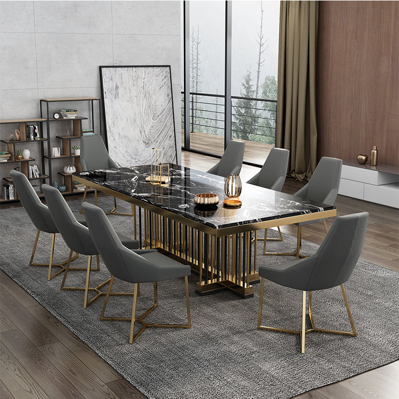 Rectangle Traditional Luxury Dining Table Sintered Stone Table Clearhalo ' dining_table' 'Dining Tables & Seating' 'Dining Tables' 'furn' 'furn_dining_table' 'Furniture' 'furniture_dining_table' 'Kitchen & Dining Furniture' 'kitchen&dining_furn' 'kitchen' 'kitchen_dining_table' 4112185