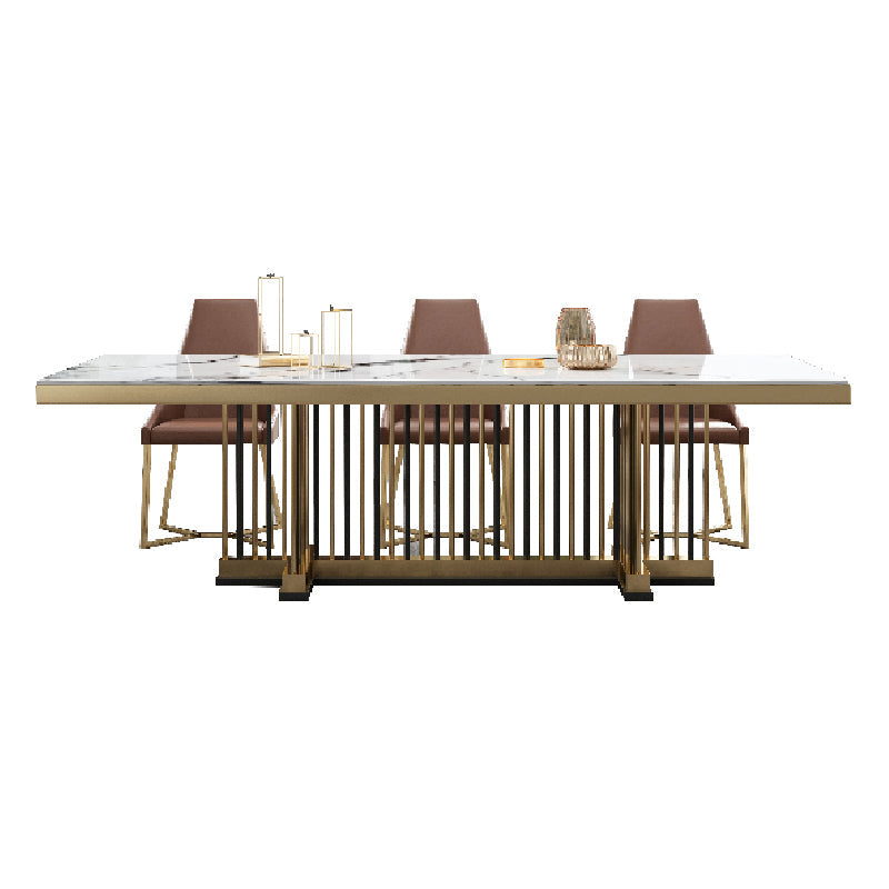 Rectangle Traditional Luxury Dining Table Sintered Stone Table White Without Chairs Clearhalo ' dining_table' 'Dining Tables & Seating' 'Dining Tables' 'furn' 'furn_dining_table' 'Furniture' 'furniture_dining_table' 'Kitchen & Dining Furniture' 'kitchen&dining_furn' 'kitchen' 'kitchen_dining_table' 4112188