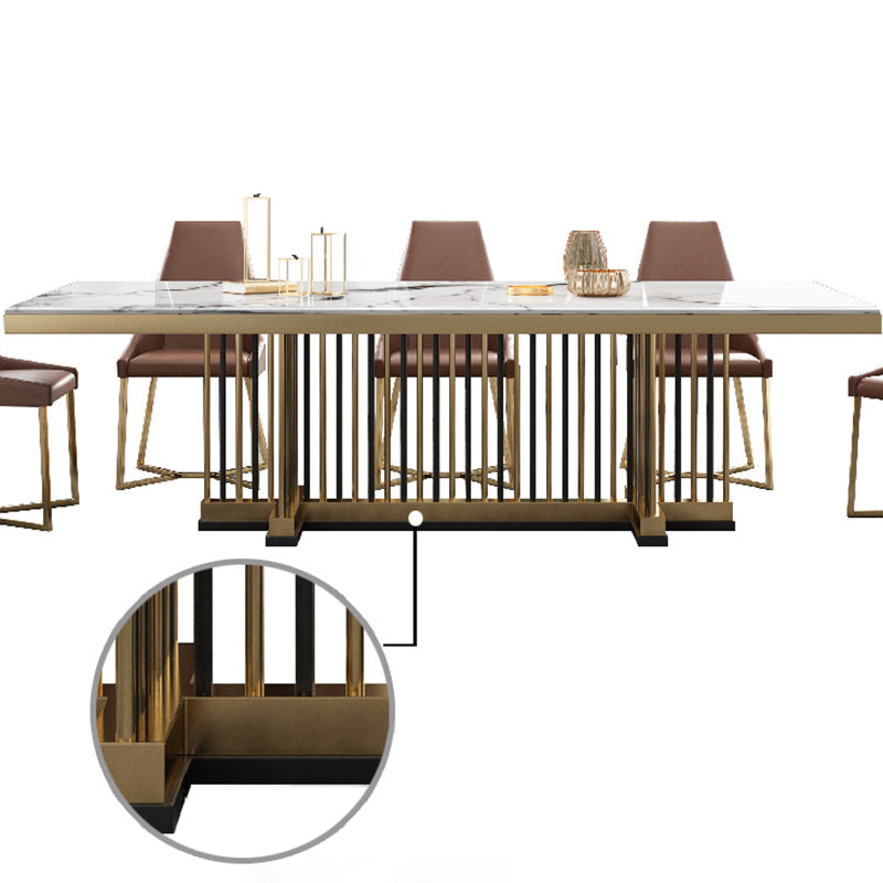 Rectangle Traditional Luxury Dining Table Sintered Stone Table Clearhalo ' dining_table' 'Dining Tables & Seating' 'Dining Tables' 'furn' 'furn_dining_table' 'Furniture' 'furniture_dining_table' 'Kitchen & Dining Furniture' 'kitchen&dining_furn' 'kitchen' 'kitchen_dining_table' 4112189