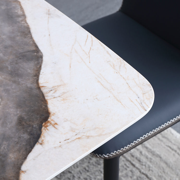 Sintered Stone Modern Rectangle Table Modern Kitchen Table with Double Pedestal in Grey Clearhalo ' dining_table' 'Dining Tables & Seating' 'Dining Tables' 'furn' 'furn_dining_table' 'Furniture' 'furniture_dining_table' 'Kitchen & Dining Furniture' 'kitchen&dining_furn' 'kitchen' 'kitchen_dining_table' 4112202