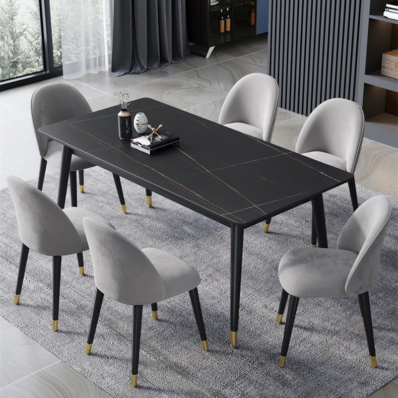 Contemporary Style Dining Site Table Stone Dining Table Rectangle for Dining Room Black Without Chairs Clearhalo ' dining_table' 'Dining Tables & Seating' 'Dining Tables' 'furn' 'furn_dining_table' 'Furniture' 'furniture_dining_table' 'Kitchen & Dining Furniture' 'kitchen&dining_furn' 'kitchen' 'kitchen_dining_table' 4112211