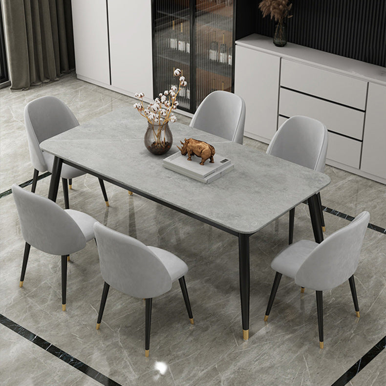 Contemporary Style Dining Site Table Stone Dining Table Rectangle for Dining Room Gray Without Chairs Clearhalo ' dining_table' 'Dining Tables & Seating' 'Dining Tables' 'furn' 'furn_dining_table' 'Furniture' 'furniture_dining_table' 'Kitchen & Dining Furniture' 'kitchen&dining_furn' 'kitchen' 'kitchen_dining_table' 4112212