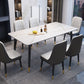 Contemporary Style Dining Site Table Stone Dining Table Rectangle for Dining Room White Gold Without Chairs Clearhalo ' dining_table' 'Dining Tables & Seating' 'Dining Tables' 'furn' 'furn_dining_table' 'Furniture' 'furniture_dining_table' 'Kitchen & Dining Furniture' 'kitchen&dining_furn' 'kitchen' 'kitchen_dining_table' 4112221