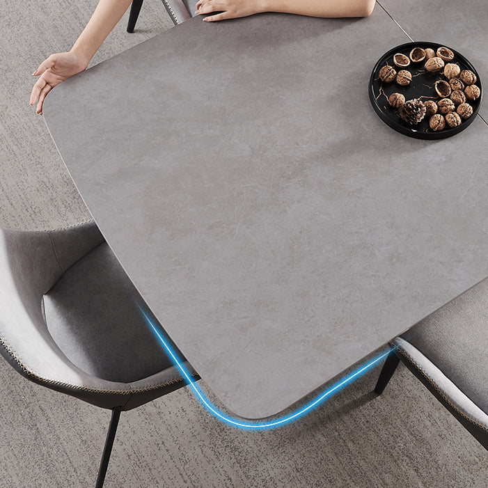 Contemporary Pedestal Dinner Table Stone Dining Table Rectangle for Home Clearhalo ' dining_table' 'Dining Tables & Seating' 'Dining Tables' 'furn' 'furn_dining_table' 'Furniture' 'furniture_dining_table' 'Kitchen & Dining Furniture' 'kitchen&dining_furn' 'kitchen' 'kitchen_dining_table' 4112245