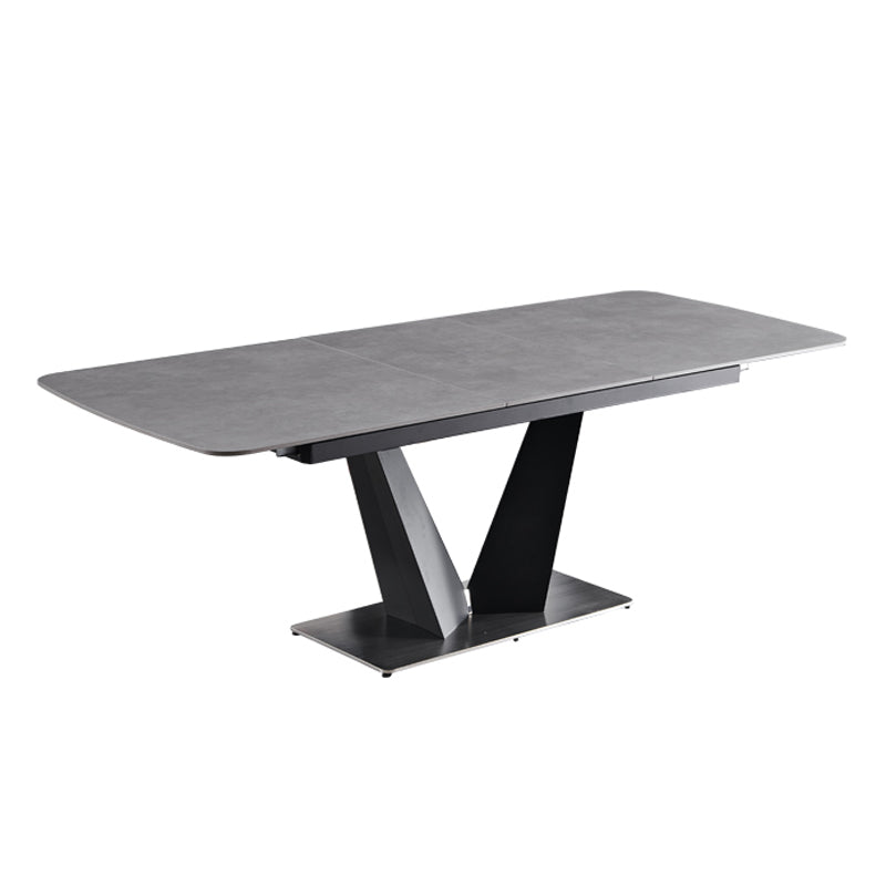 Contemporary Pedestal Dinner Table Stone Dining Table Rectangle for Home Extension Without Chairs Clearhalo ' dining_table' 'Dining Tables & Seating' 'Dining Tables' 'furn' 'furn_dining_table' 'Furniture' 'furniture_dining_table' 'Kitchen & Dining Furniture' 'kitchen&dining_furn' 'kitchen' 'kitchen_dining_table' 4112246