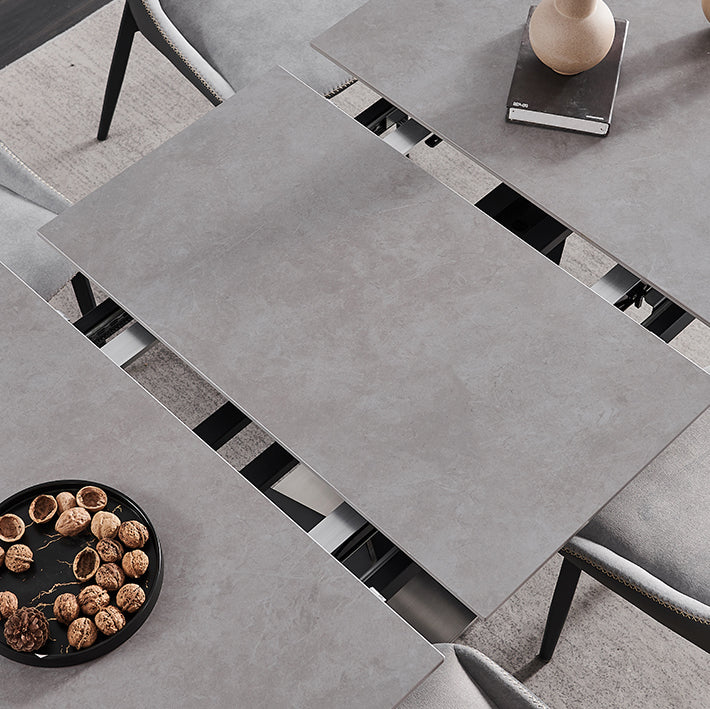 Contemporary Pedestal Dinner Table Stone Dining Table Rectangle for Home Clearhalo ' dining_table' 'Dining Tables & Seating' 'Dining Tables' 'furn' 'furn_dining_table' 'Furniture' 'furniture_dining_table' 'Kitchen & Dining Furniture' 'kitchen&dining_furn' 'kitchen' 'kitchen_dining_table' 4112247