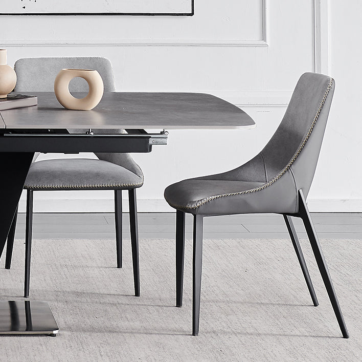 Contemporary Pedestal Dinner Table Stone Dining Table Rectangle for Home Clearhalo ' dining_table' 'Dining Tables & Seating' 'Dining Tables' 'furn' 'furn_dining_table' 'Furniture' 'furniture_dining_table' 'Kitchen & Dining Furniture' 'kitchen&dining_furn' 'kitchen' 'kitchen_dining_table' 4112249