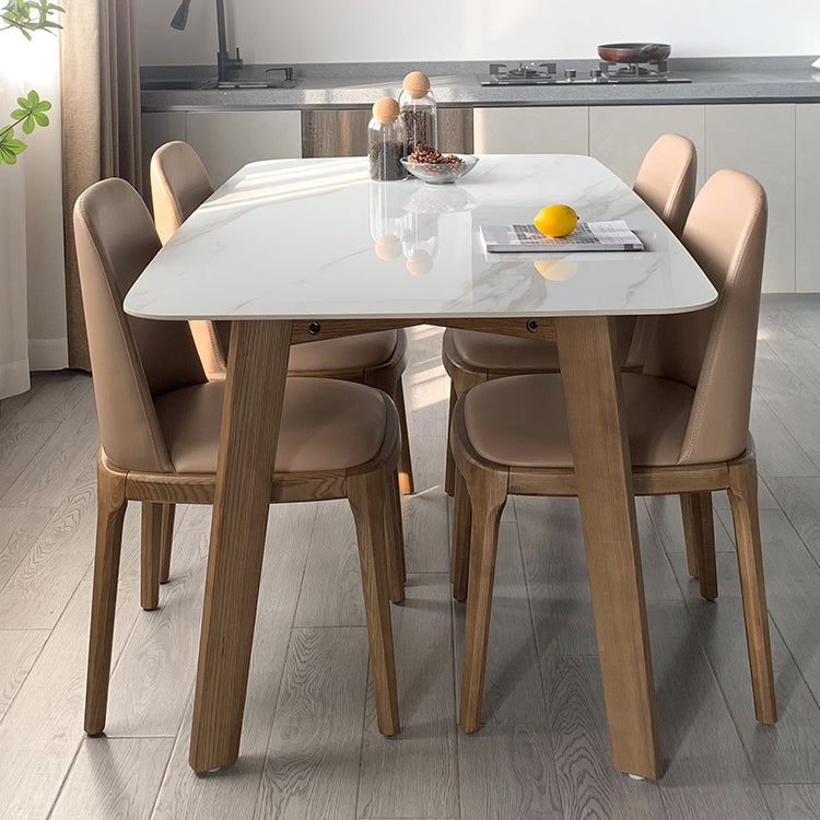 Rectangle 4 Legs Minimalist Table Three-Color Fixed Table of Sintered Stone Clearhalo ' dining_table' 'Dining Tables & Seating' 'Dining Tables' 'furn' 'furn_dining_table' 'Furniture' 'furniture_dining_table' 'Kitchen & Dining Furniture' 'kitchen&dining_furn' 'kitchen' 'kitchen_dining_table' 4112256