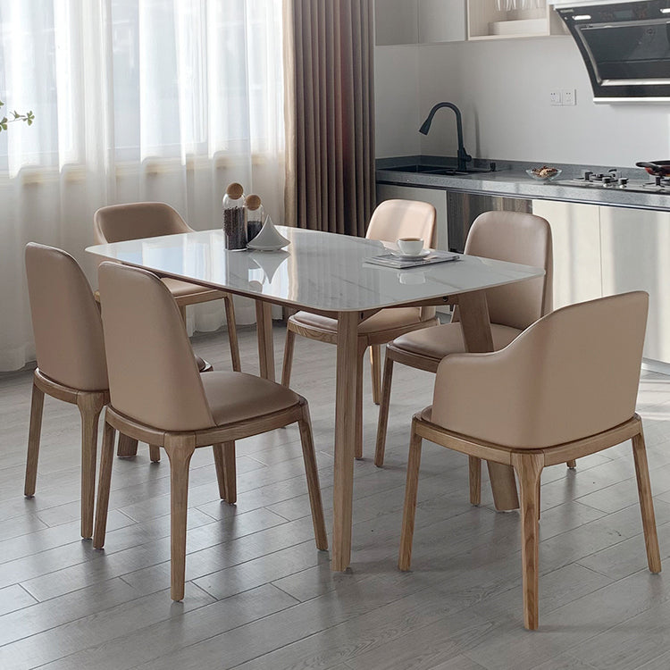 Rectangle 4 Legs Minimalist Table Three-Color Fixed Table of Sintered Stone Clearhalo ' dining_table' 'Dining Tables & Seating' 'Dining Tables' 'furn' 'furn_dining_table' 'Furniture' 'furniture_dining_table' 'Kitchen & Dining Furniture' 'kitchen&dining_furn' 'kitchen' 'kitchen_dining_table' 4112257