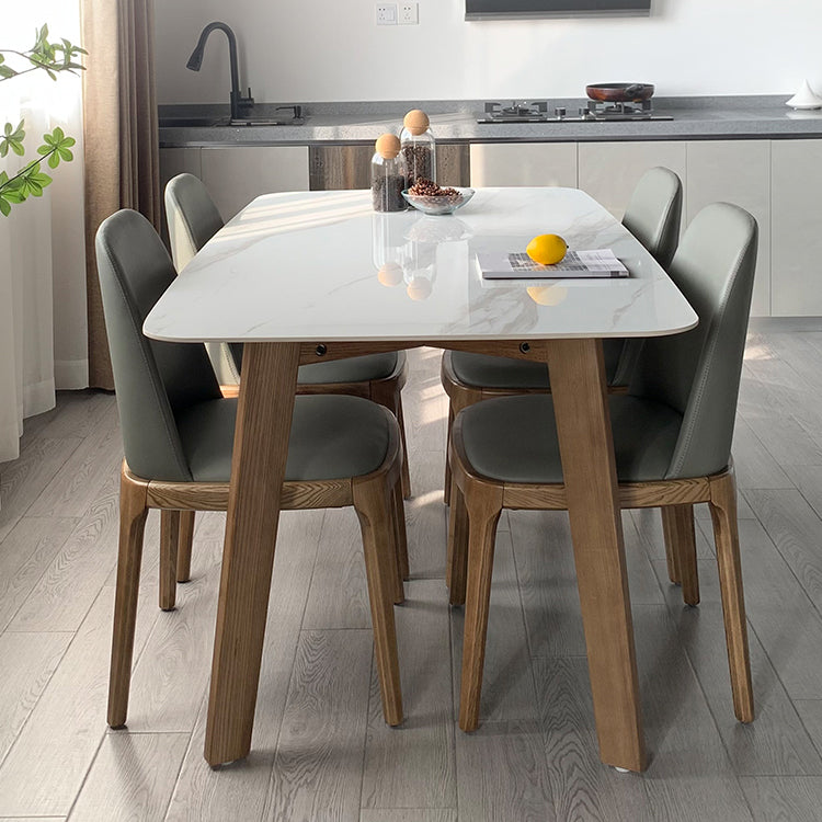 Rectangle 4 Legs Minimalist Table Three-Color Fixed Table of Sintered Stone Clearhalo ' dining_table' 'Dining Tables & Seating' 'Dining Tables' 'furn' 'furn_dining_table' 'Furniture' 'furniture_dining_table' 'Kitchen & Dining Furniture' 'kitchen&dining_furn' 'kitchen' 'kitchen_dining_table' 4112264