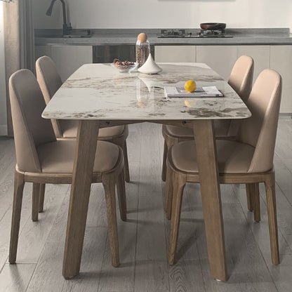 Rectangle 4 Legs Minimalist Table Three-Color Fixed Table of Sintered Stone Brown Without Chairs Clearhalo ' dining_table' 'Dining Tables & Seating' 'Dining Tables' 'furn' 'furn_dining_table' 'Furniture' 'furniture_dining_table' 'Kitchen & Dining Furniture' 'kitchen&dining_furn' 'kitchen' 'kitchen_dining_table' 4112266