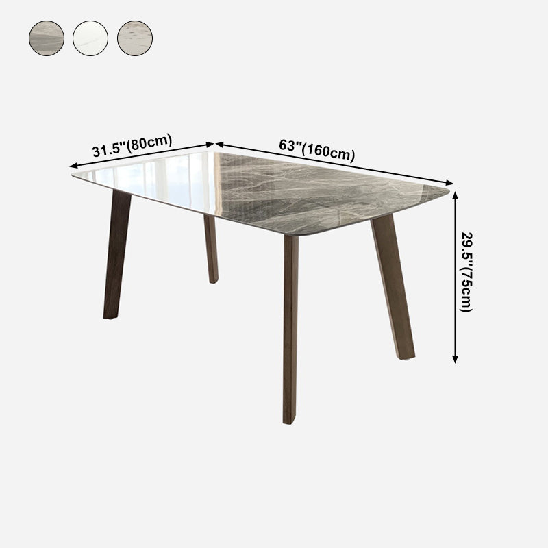 Rectangle 4 Legs Minimalist Table Three-Color Fixed Table of Sintered Stone Clearhalo ' dining_table' 'Dining Tables & Seating' 'Dining Tables' 'furn' 'furn_dining_table' 'Furniture' 'furniture_dining_table' 'Kitchen & Dining Furniture' 'kitchen&dining_furn' 'kitchen' 'kitchen_dining_table' 4112268