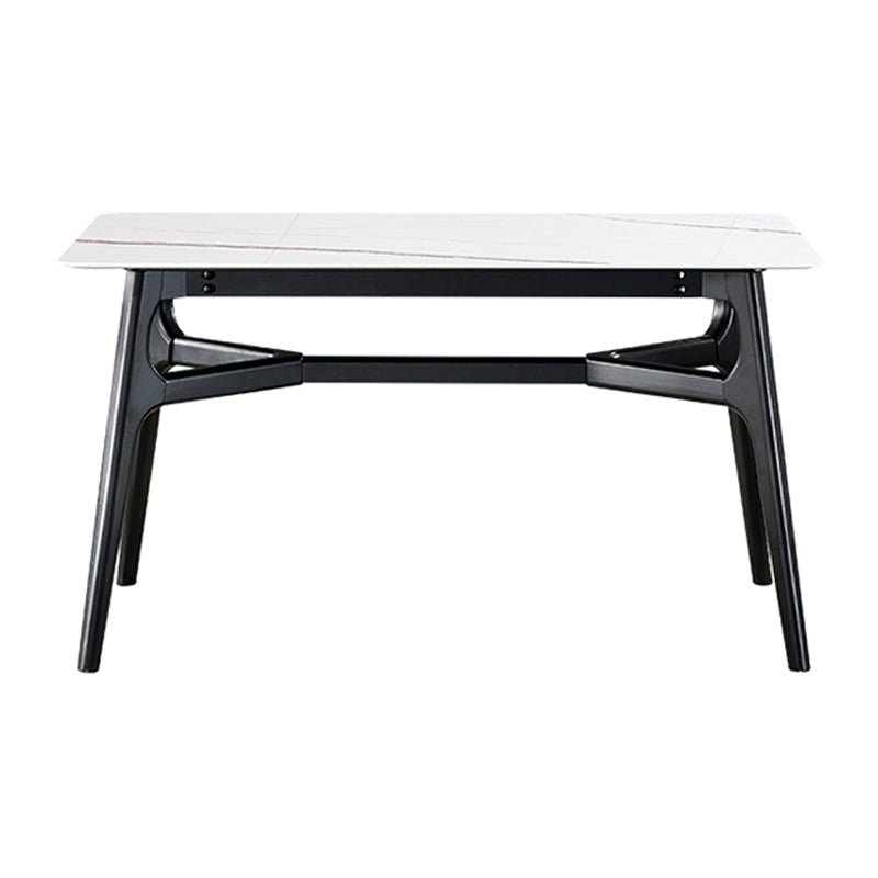 Sintered Stone White Dining Table Minimalist Trestle Base Table for Dining Room Without Chairs Clearhalo ' dining_table' 'Dining Tables & Seating' 'Dining Tables' 'furn' 'furn_dining_table' 'Furniture' 'furniture_dining_table' 'Kitchen & Dining Furniture' 'kitchen&dining_furn' 'kitchen' 'kitchen_dining_table' 4112274