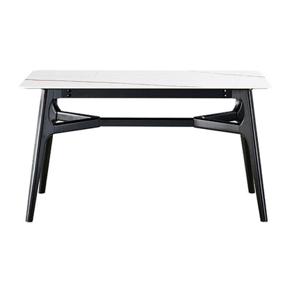 Sintered Stone White Dining Table Minimalist Trestle Base Table for Dining Room Without Chairs Clearhalo ' dining_table' 'Dining Tables & Seating' 'Dining Tables' 'furn' 'furn_dining_table' 'Furniture' 'furniture_dining_table' 'Kitchen & Dining Furniture' 'kitchen&dining_furn' 'kitchen' 'kitchen_dining_table' 4112274