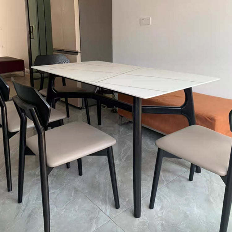 Sintered Stone White Dining Table Minimalist Trestle Base Table for Dining Room Clearhalo ' dining_table' 'Dining Tables & Seating' 'Dining Tables' 'furn' 'furn_dining_table' 'Furniture' 'furniture_dining_table' 'Kitchen & Dining Furniture' 'kitchen&dining_furn' 'kitchen' 'kitchen_dining_table' 4112278