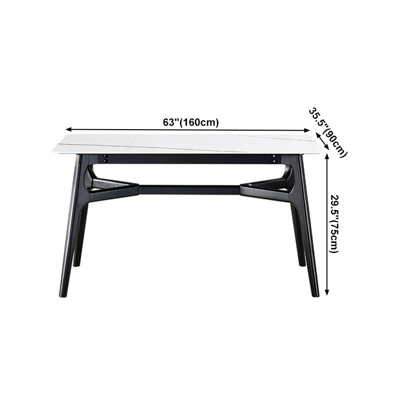 Sintered Stone White Dining Table Minimalist Trestle Base Table for Dining Room Clearhalo ' dining_table' 'Dining Tables & Seating' 'Dining Tables' 'furn' 'furn_dining_table' 'Furniture' 'furniture_dining_table' 'Kitchen & Dining Furniture' 'kitchen&dining_furn' 'kitchen' 'kitchen_dining_table' 4112283