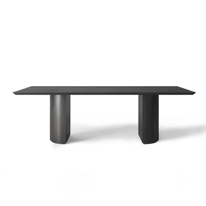 Solid Wood Black Tone Table Simplicity Double Pedestal Table for Dining Room Rectangle Without Chairs Clearhalo ' dining_table' 'Dining Tables & Seating' 'Dining Tables' 'furn' 'furn_dining_table' 'Furniture' 'furniture_dining_table' 'Kitchen & Dining Furniture' 'kitchen&dining_furn' 'kitchen' 'kitchen_dining_table' 4112289