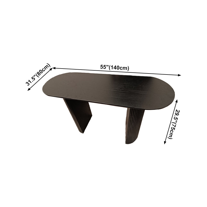 Solid Wood Black Tone Table Simplicity Double Pedestal Table for Dining Room Clearhalo ' dining_table' 'Dining Tables & Seating' 'Dining Tables' 'furn' 'furn_dining_table' 'Furniture' 'furniture_dining_table' 'Kitchen & Dining Furniture' 'kitchen&dining_furn' 'kitchen' 'kitchen_dining_table' 4112295