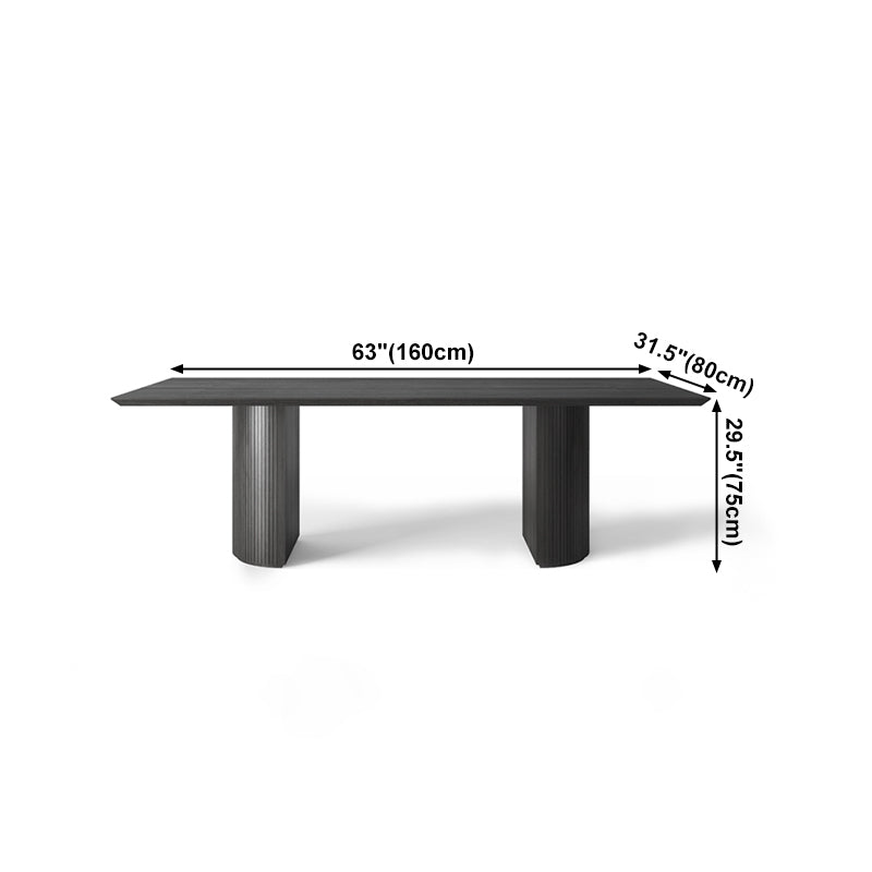 Solid Wood Black Tone Table Simplicity Double Pedestal Table for Dining Room Clearhalo ' dining_table' 'Dining Tables & Seating' 'Dining Tables' 'furn' 'furn_dining_table' 'Furniture' 'furniture_dining_table' 'Kitchen & Dining Furniture' 'kitchen&dining_furn' 'kitchen' 'kitchen_dining_table' 4112298