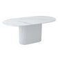 Oval Shape White Tone Table Simplicity Pedestal Table for Dining Room Stone 55.1"L x 31.5"W x 29.5"H Without Chairs Clearhalo ' dining_table' 'Dining Tables & Seating' 'Dining Tables' 'furn' 'furn_dining_table' 'Furniture' 'furniture_dining_table' 'Kitchen & Dining Furniture' 'kitchen&dining_furn' 'kitchen' 'kitchen_dining_table' 4112309