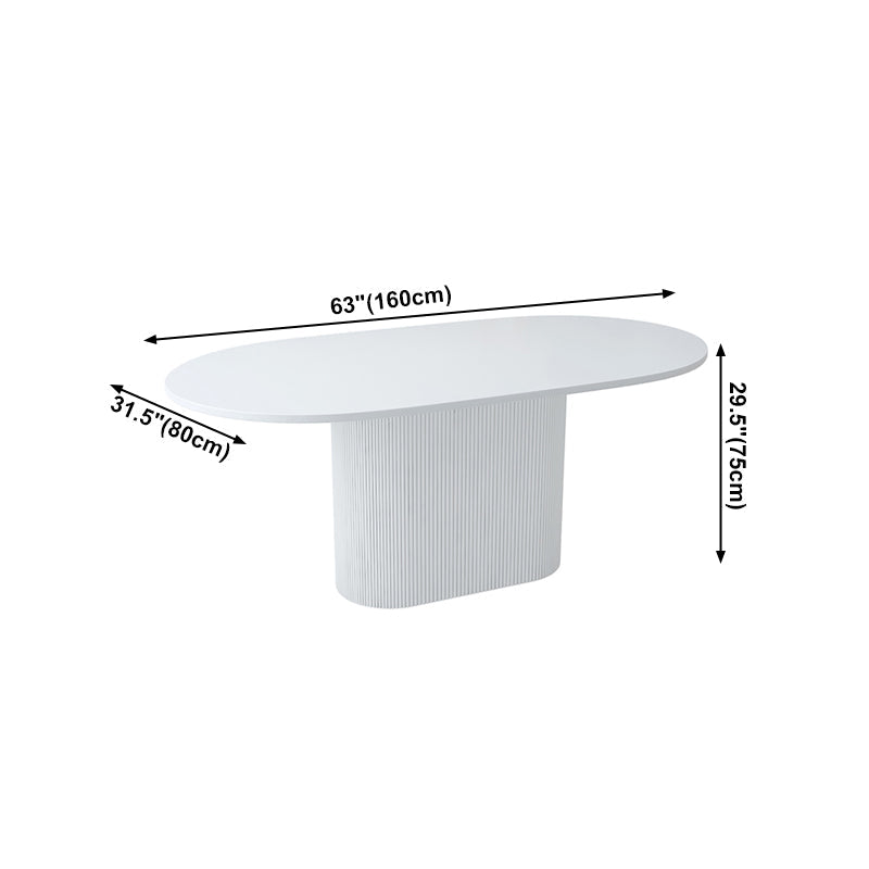 Oval Shape White Tone Table Simplicity Pedestal Table for Dining Room Clearhalo ' dining_table' 'Dining Tables & Seating' 'Dining Tables' 'furn' 'furn_dining_table' 'Furniture' 'furniture_dining_table' 'Kitchen & Dining Furniture' 'kitchen&dining_furn' 'kitchen' 'kitchen_dining_table' 4112315
