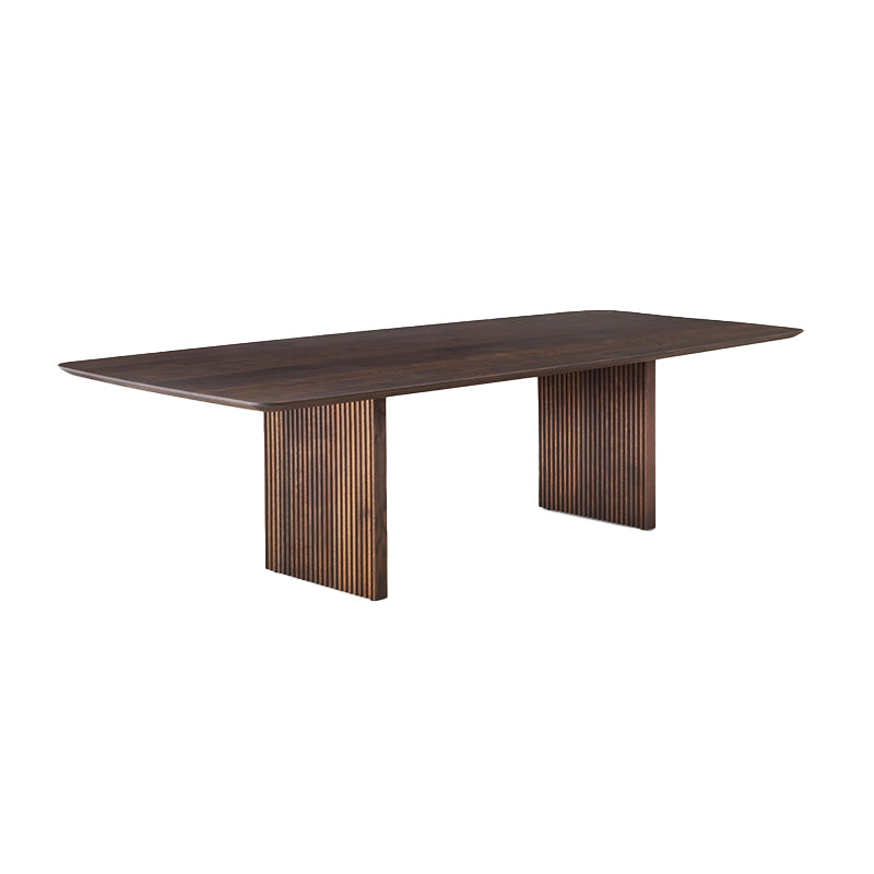 Rectangle Shape Minimalist Dining Table Wood Color Fixed Table with Solid Wood Brown Without Chairs Clearhalo ' dining_table' 'Dining Tables & Seating' 'Dining Tables' 'furn' 'furn_dining_table' 'Furniture' 'furniture_dining_table' 'Kitchen & Dining Furniture' 'kitchen&dining_furn' 'kitchen' 'kitchen_dining_table' 4112320