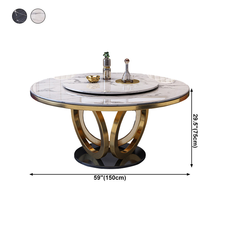 Glam Marble Round Dining Table Standard Kitchen Dining Table with Pedestal Base Clearhalo ' dining_table' 'Dining Tables & Seating' 'Dining Tables' 'furn' 'furn_dining_table' 'Furniture' 'furniture_dining_table' 'Kitchen & Dining Furniture' 'kitchen&dining_furn' 'kitchen' 'kitchen_dining_table' 4112341