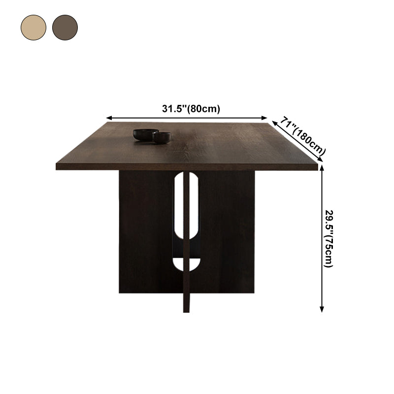 Rectangle Wood Color Dining Table Solid Wood Table Simplicity with Double Pedestal Clearhalo ' dining_table' 'Dining Tables & Seating' 'Dining Tables' 'furn' 'furn_dining_table' 'Furniture' 'furniture_dining_table' 'Kitchen & Dining Furniture' 'kitchen&dining_furn' 'kitchen' 'kitchen_dining_table' 4112354
