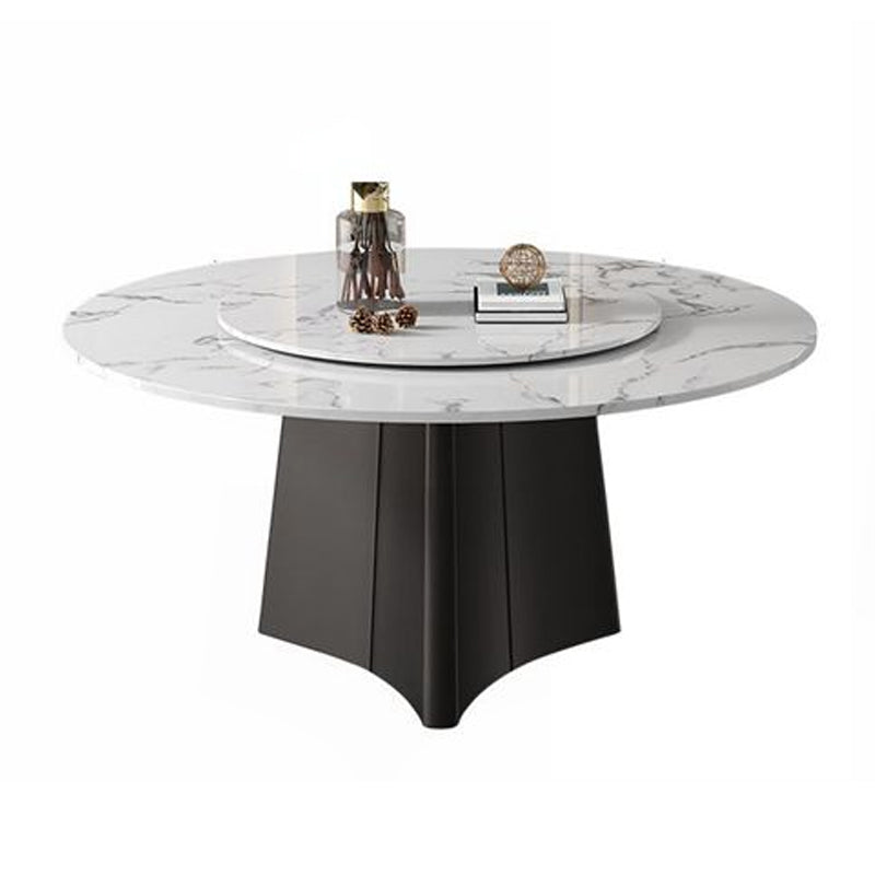 Round Pedestal Home Furniture Simple Style Marble Dining Room Collection with Turntable Without Chairs Clearhalo ' dining_table' 'Dining Tables & Seating' 'Dining Tables' 'furn' 'furn_dining_table' 'Furniture' 'furniture_dining_table' 'Kitchen & Dining Furniture' 'kitchen&dining_furn' 'kitchen' 'kitchen_dining_table' 4112362