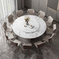 Round Pedestal Home Furniture Simple Style Marble Dining Room Collection with Turntable Clearhalo ' dining_table' 'Dining Tables & Seating' 'Dining Tables' 'furn' 'furn_dining_table' 'Furniture' 'furniture_dining_table' 'Kitchen & Dining Furniture' 'kitchen&dining_furn' 'kitchen' 'kitchen_dining_table' 4112366