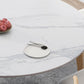 Modern White Round Shape Table Sintered Stone Top Standard Dining Table for Kitchen Clearhalo ' dining_table' 'Dining Tables & Seating' 'Dining Tables' 'furn' 'furn_dining_table' 'Furniture' 'furniture_dining_table' 'Kitchen & Dining Furniture' 'kitchen&dining_furn' 'kitchen' 'kitchen_dining_table' 4112376