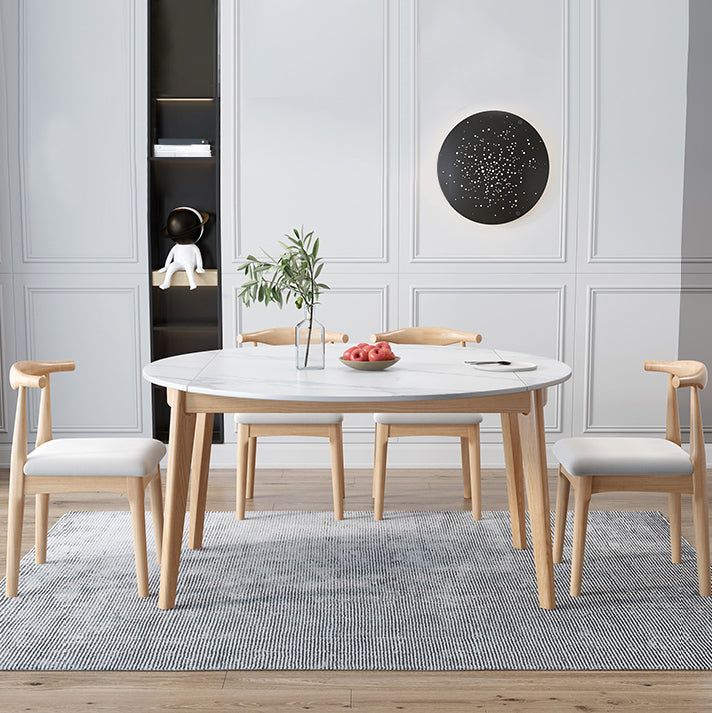 Modern White Round Shape Table Sintered Stone Top Standard Dining Table for Kitchen Clearhalo ' dining_table' 'Dining Tables & Seating' 'Dining Tables' 'furn' 'furn_dining_table' 'Furniture' 'furniture_dining_table' 'Kitchen & Dining Furniture' 'kitchen&dining_furn' 'kitchen' 'kitchen_dining_table' 4112378