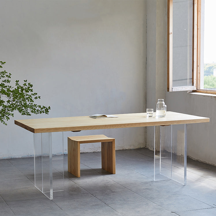 Acrylic Contemporary Rectangular Dining Table Wood Top Table for Dining Room Clearhalo ' dining_table' 'Dining Tables & Seating' 'Dining Tables' 'furn' 'furn_dining_table' 'Furniture' 'furniture_dining_table' 'Kitchen & Dining Furniture' 'kitchen&dining_furn' 'kitchen' 'kitchen_dining_table' 4112385